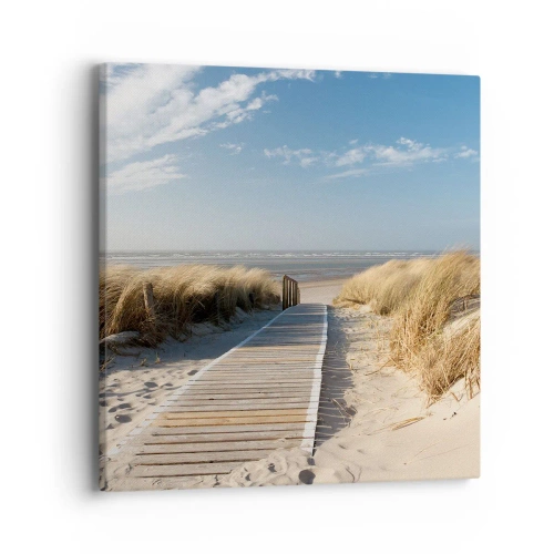 Canvastavla - Bild på duk - Bortom sanddynan, i gräsets brus - 40x40 cm