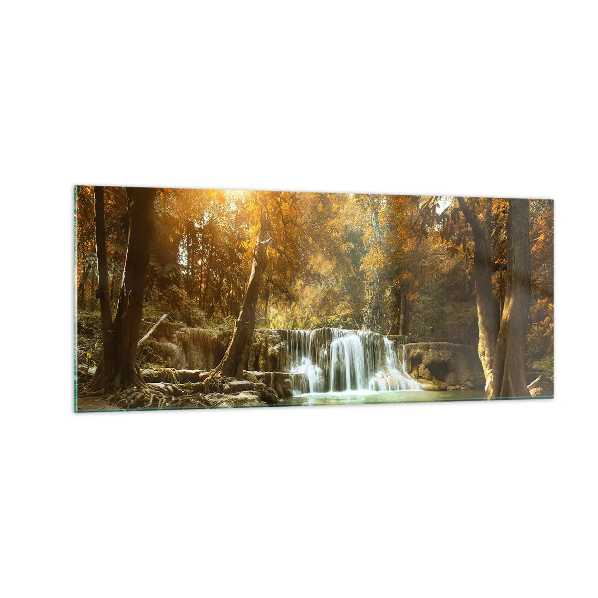 Glastavla - Bild på glas - Parkkaskad - 100x40 cm