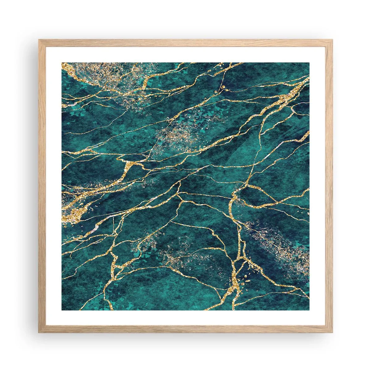 Affisch i ram av ljusek - Guldåder - 60x60 cm