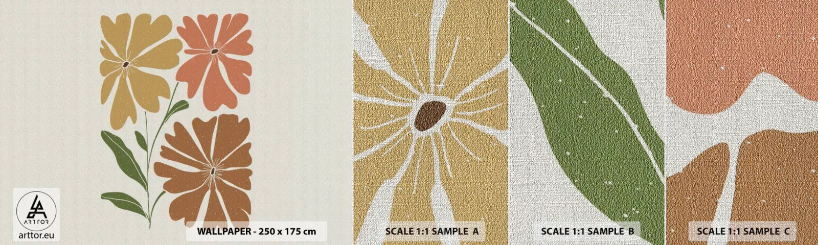 Provbit av fototapet Premium Canvas - Natur och geometri - Boho, Blommor, Minimalism - 100x30 cm