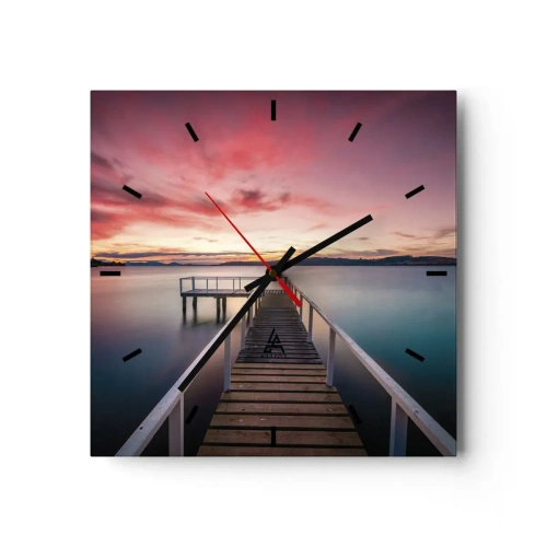 Väggklocka - Klocka på glas - Kvällens milda låga - 30x30 cm