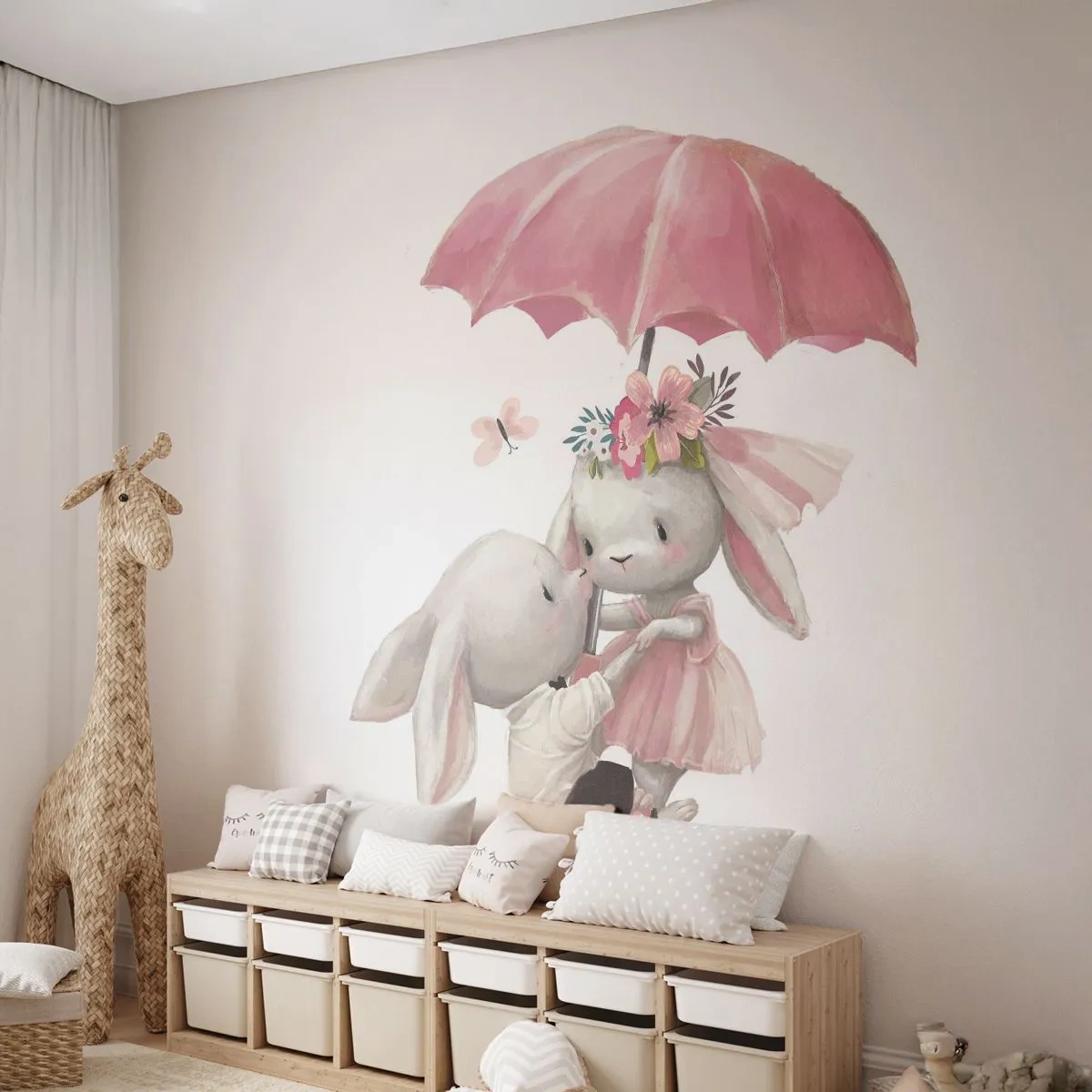 Fototapet Premium Sand - Det är just kärlek - För barn, Kaniner, Saga - 350x256 cm