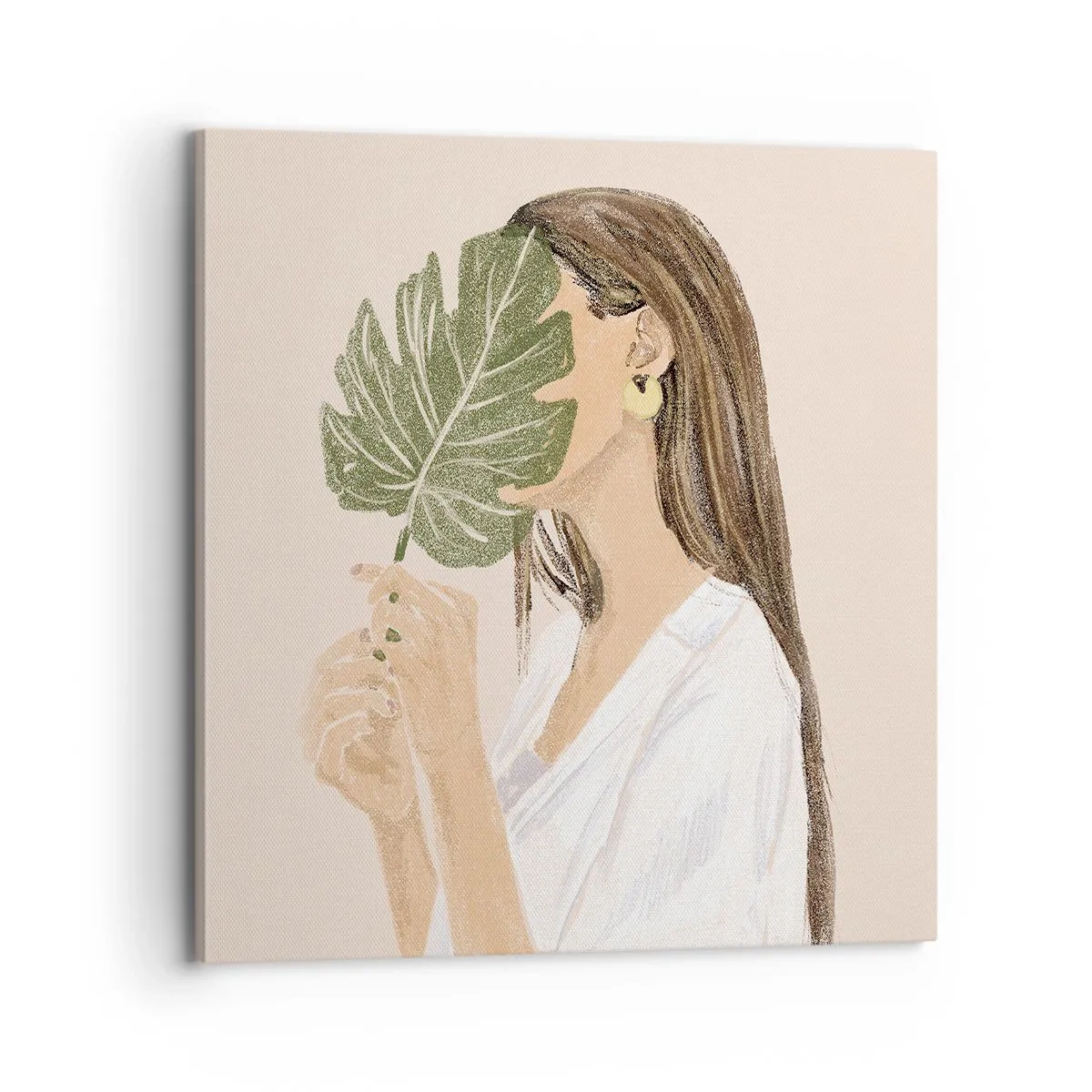Canvastavla - Bild på duk - Mystiskt porträtt med solfjäder - 70x70 cm