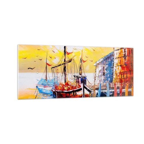Glastavla - Bild på glas - Lycklig återresa - 100x40 cm