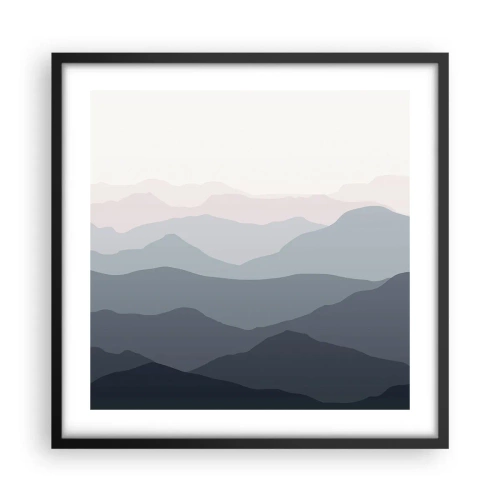 Affisch i svart ram - Fjällens vågor - 50x50 cm