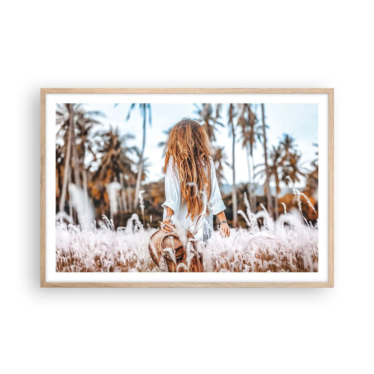 Affisch i ram av ljusek - Född ur gräsdun - 91x61 cm