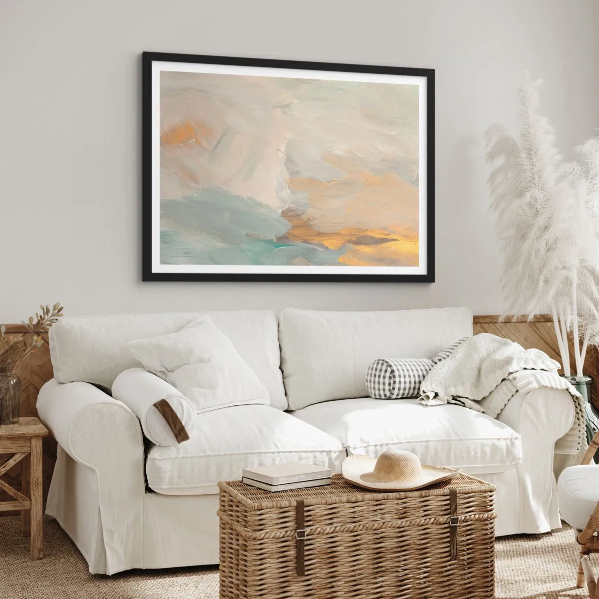 Affisch i svart ram - Abstraktion - ett land av mildhet - 40x30 cm