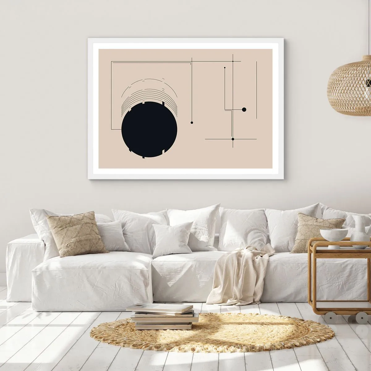 Affisch i vit ram - Fjädrande och dynamisk komposition - 100x70 cm