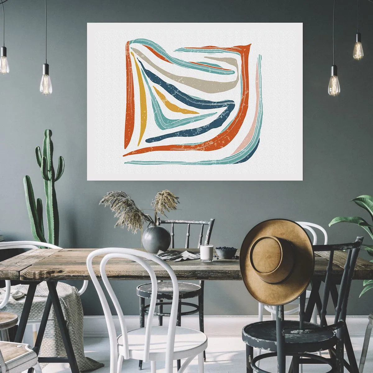 Affisch - Vänligt leende abstraktion - 50x40 cm