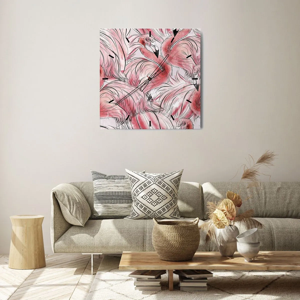 Väggklocka - Klocka på glas - Fåglarnas corps de ballet - 40x40 cm