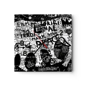 Väggklocka - Klocka på glas - Rik gatuvärld - 40x40 cm