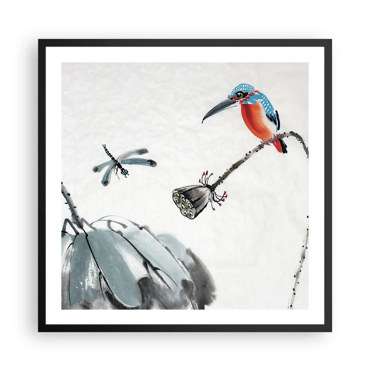 Affisch i svart ram - Ängens liv - 60x60 cm