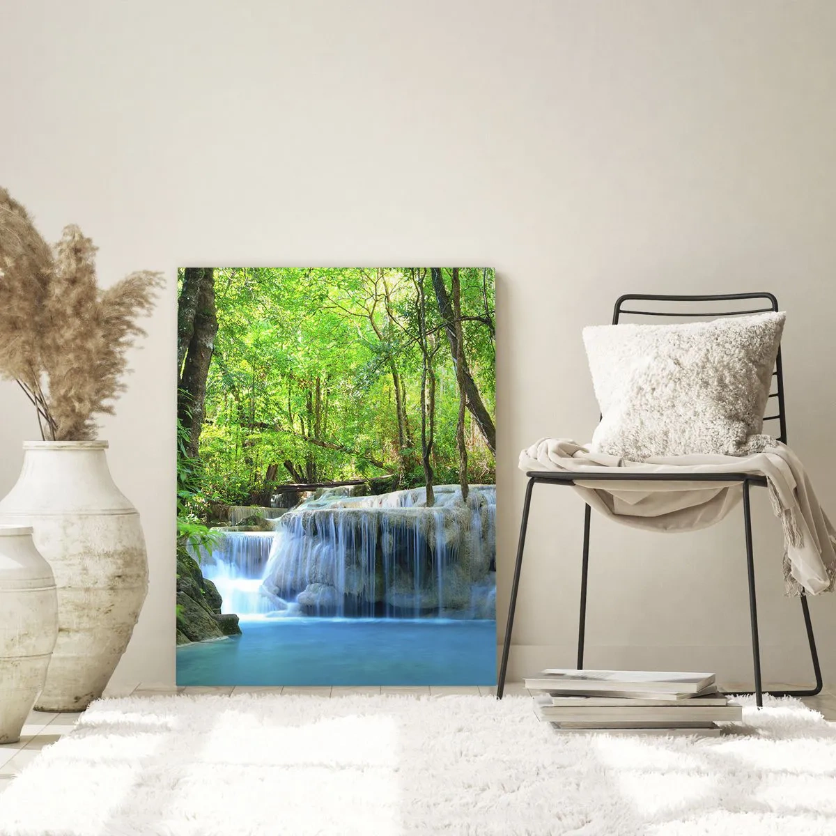 Glastavla - Bild på glas - Sjunka i turkos och grön - 70x100 cm