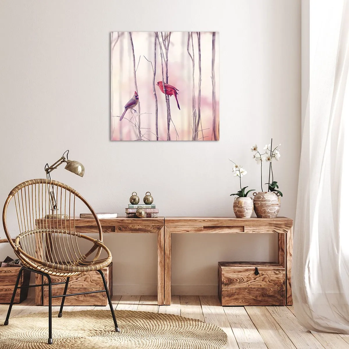 Canvastavla - Bild på duk - Rosa skogens saga - 40x40 cm