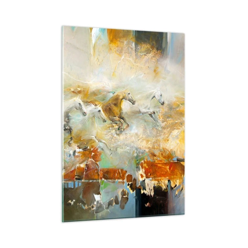 Glastavla - Bild på glas - Galopp genom ljuset - 50x70 cm