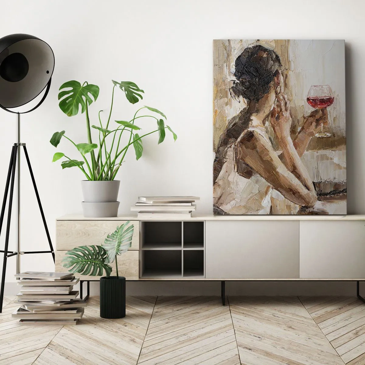 Canvastavla - Bild på duk - Smaken av ett gott ögonblick - 65x120 cm