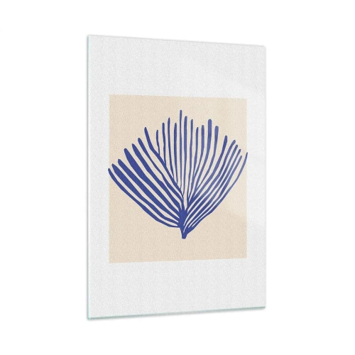 Glastavla - Bild på glas - Blå solfjäder - 50x70 cm