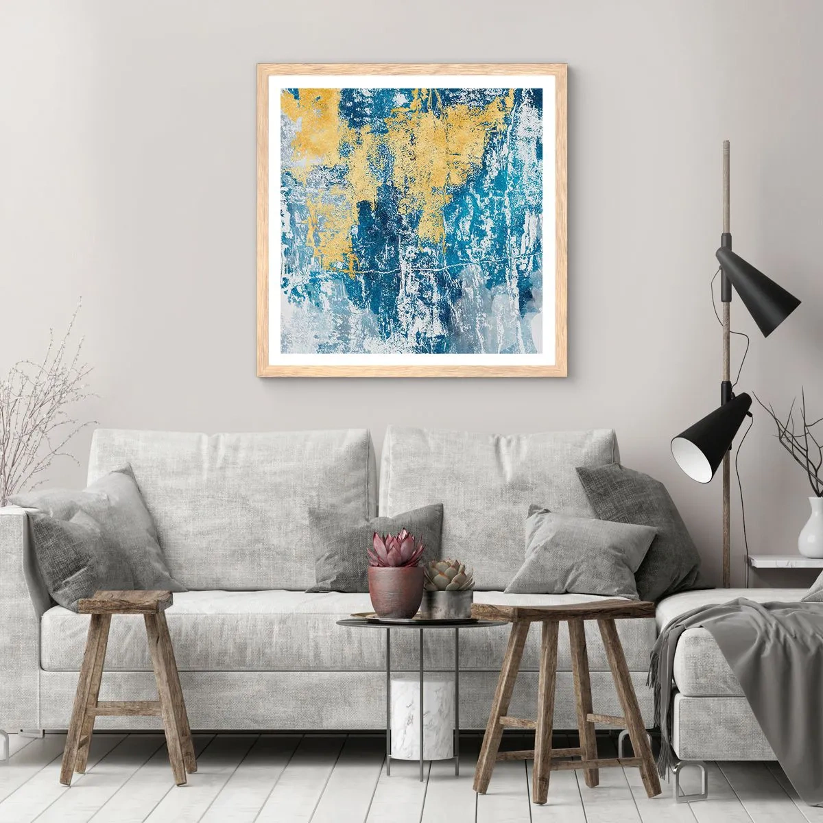 Affisch i ram av ljusek - En väderfylld abstraktion - 40x40 cm