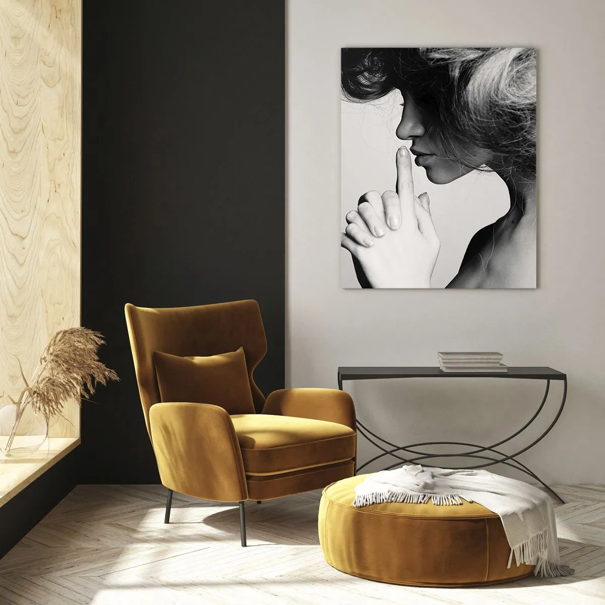 Glastavla - Bild på glas - Lyssnar på sig själv - 70x100 cm