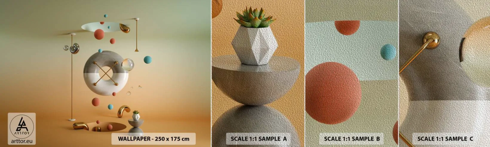 Provbit av fototapet Premium Sand - Vad som helst kan hända - Abstraktion, Surrealism, 3D - 100x30 cm