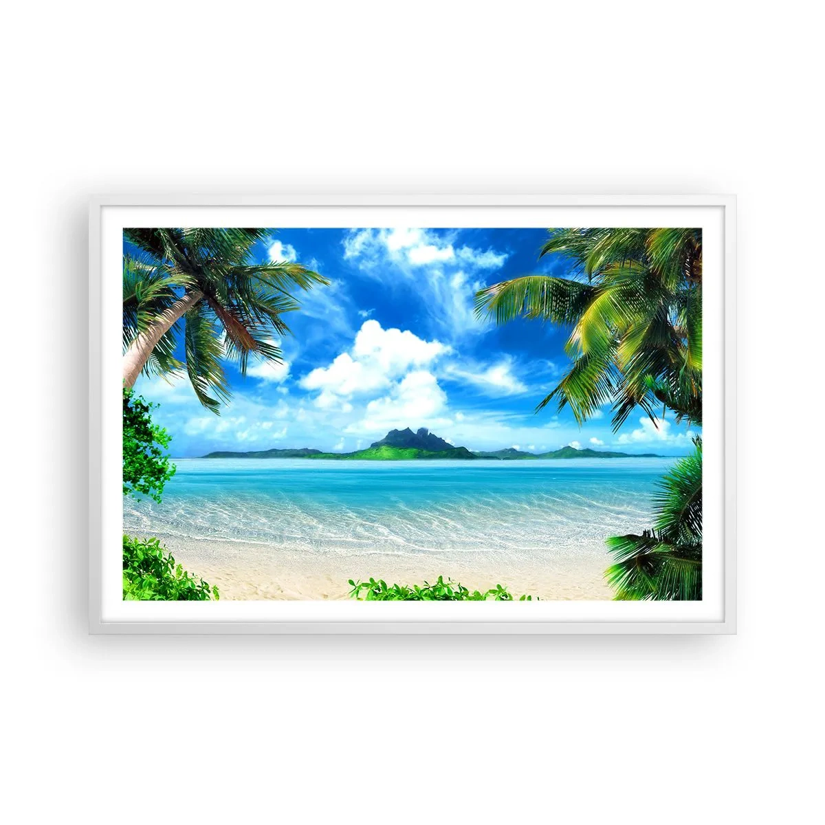 Affisch i vit ram - Tropikens azur - 91x61 cm