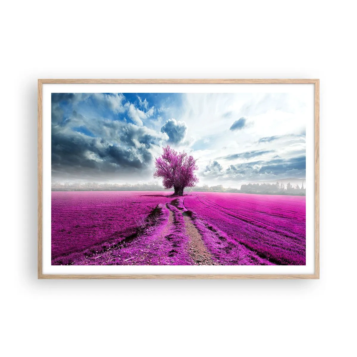 Affisch i ram av ljusek - Ljunghed - 100x70 cm