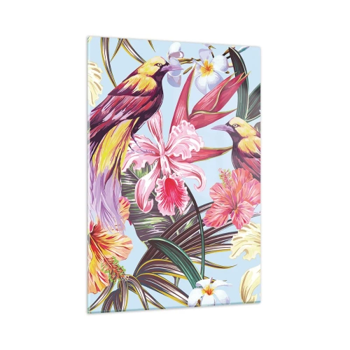 Glastavla - Bild på glas - Flingor och fjädrar - 50x70 cm