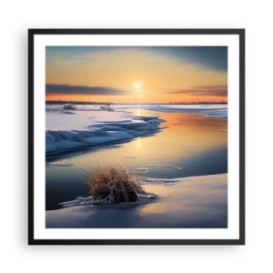 Affisch i svart ram - Vintersolnedgång - 60x60 cm