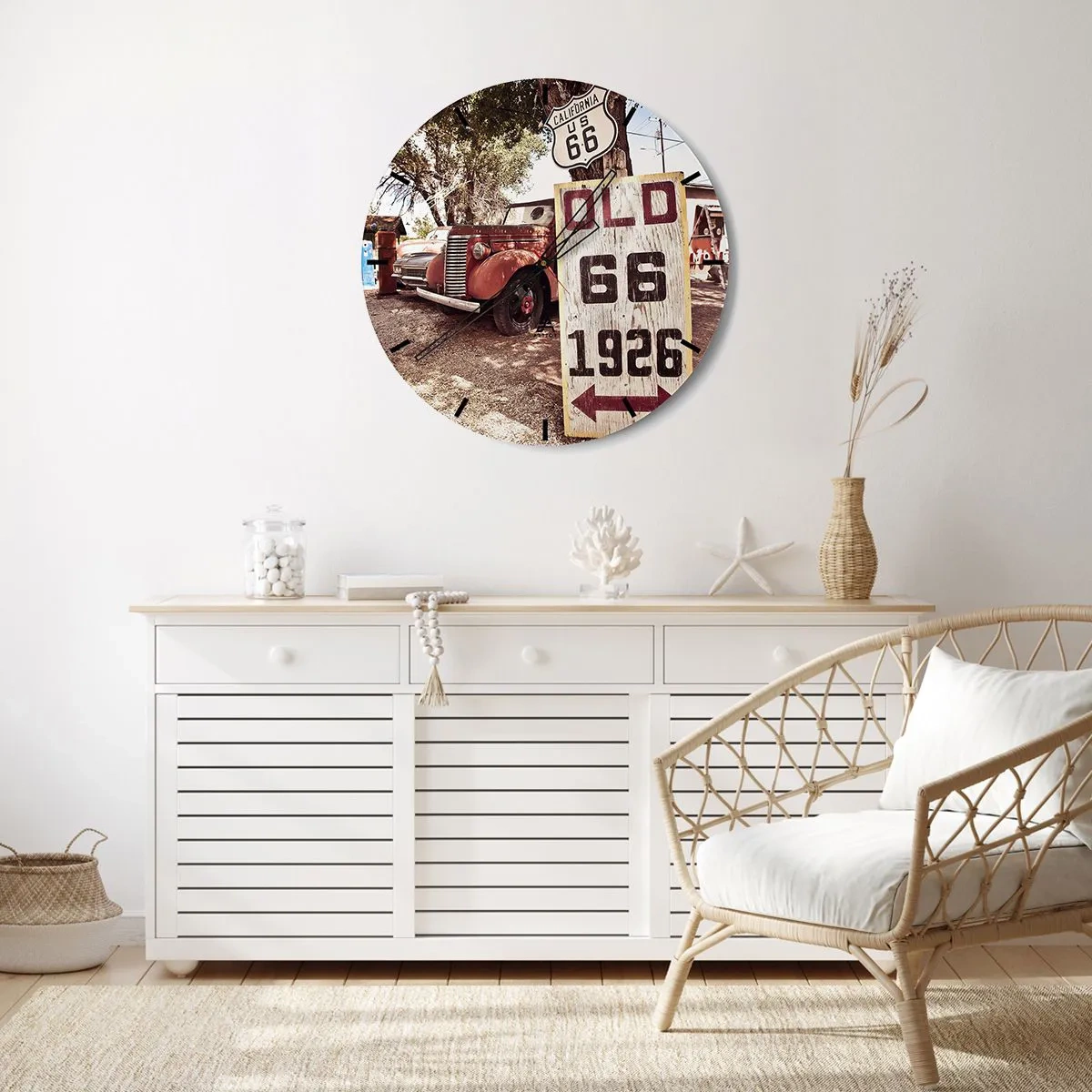 Väggklocka - Klocka på glas - Amerikanska provinsens legend - 40x40 cm