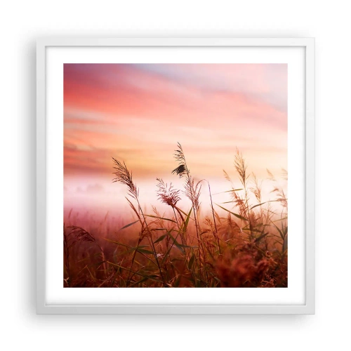 Affisch i vit ram - Drakar, maskrosor, vind - 50x50 cm