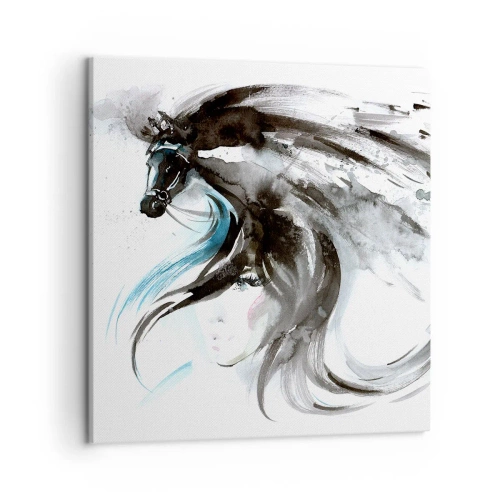 Canvastavla - Bild på duk - Svarta prinsens galopp - 50x50 cm