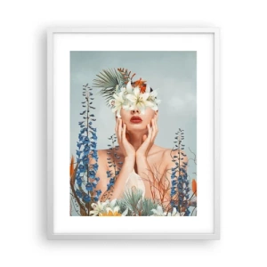 Affisch i vit ram - Kvinna - blomma - 40x50 cm