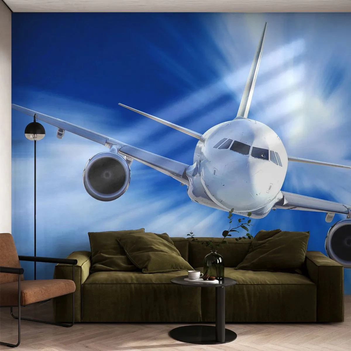 Fototapet Premium Sand - Snabbare än vinden i himlen - Plan, Flygplan, Resor - 100x70 cm