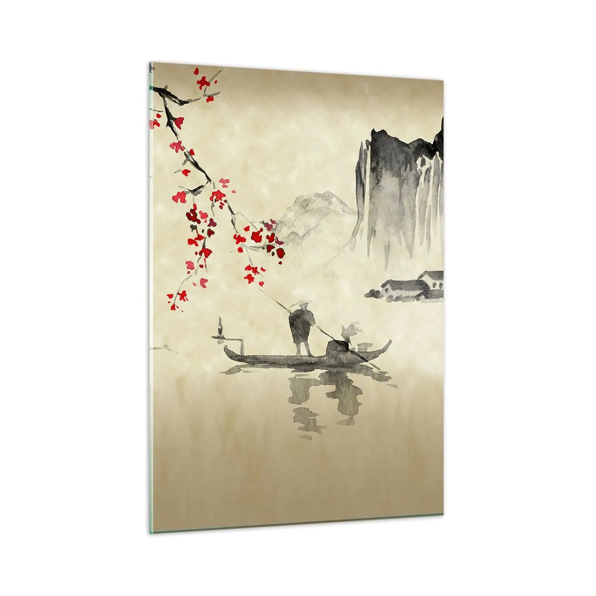 Glastavla - Bild på glas - I det blommande körsbärslandet - 50x70 cm