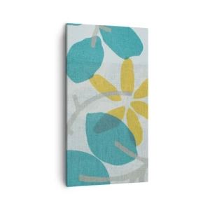 Canvastavla - Bild på duk - Bland azurblå blad - 45x80 cm