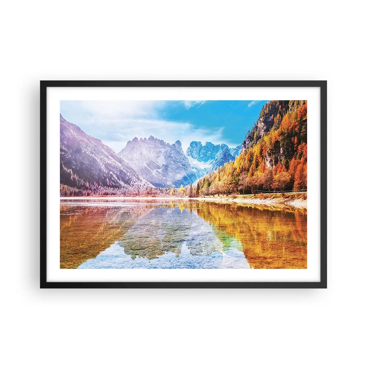 Affisch i svart ram - Det är redan höst i fjällen - 70x50 cm