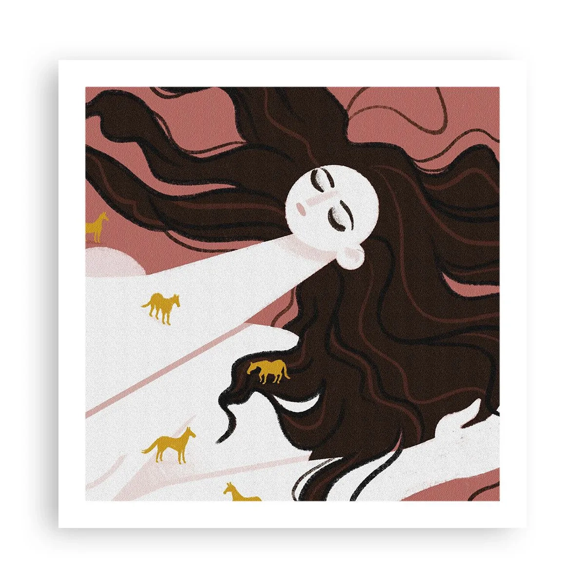 Affisch - Dröm om en gyllene häst - 60x60 cm