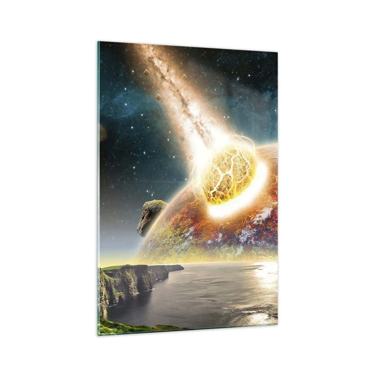 Glastavla - Bild på glas - Rymddrama - 70x100 cm