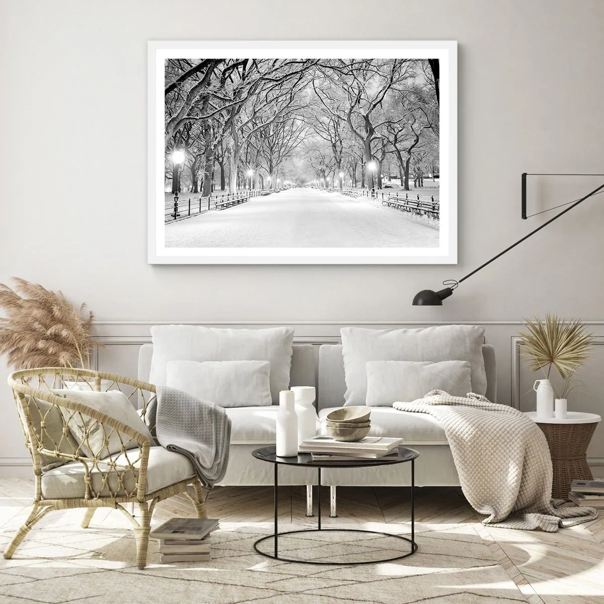 Affisch i vit ram - De fyra årstiderna - vinter - 50x40 cm