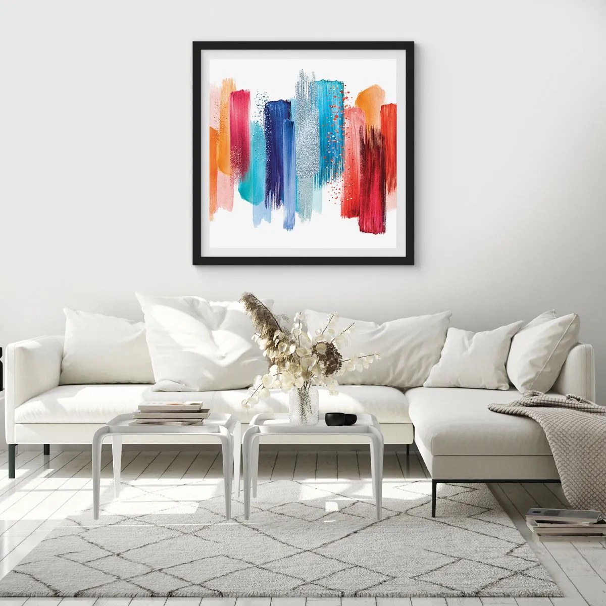 Affisch i svart ram - Upp och ner  - 50x50 cm