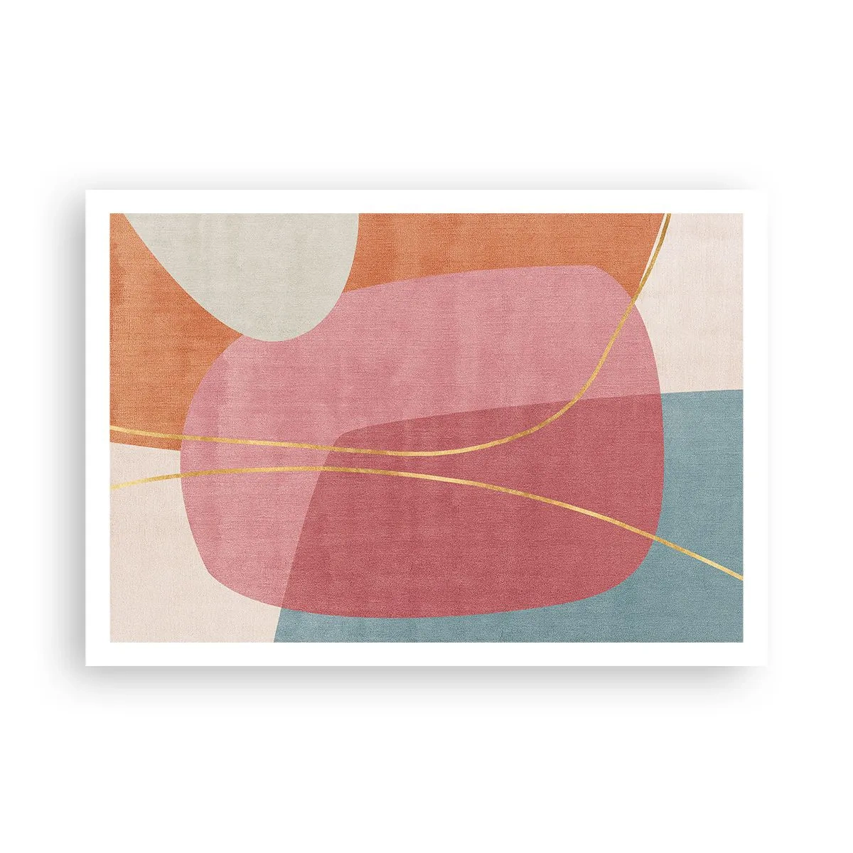Affisch - Pastellkomposition med guldtråd - 100x70 cm