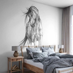 Fototapet Premium Sand - Elegant trav - Häst, Grafik, Djur - 150x105 cm