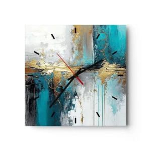 Väggklocka - Klocka på glas - Allting flödar - 30x30 cm