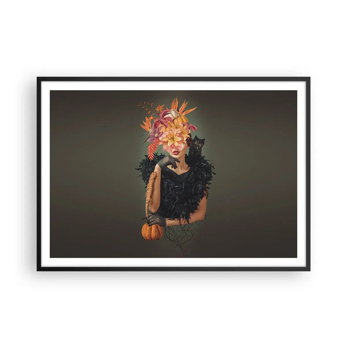 Affisch i svart ram - Häxans troll - 100x70 cm
