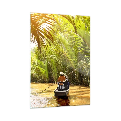 Glastavla - Bild på glas - Genom en palmravin - 50x70 cm