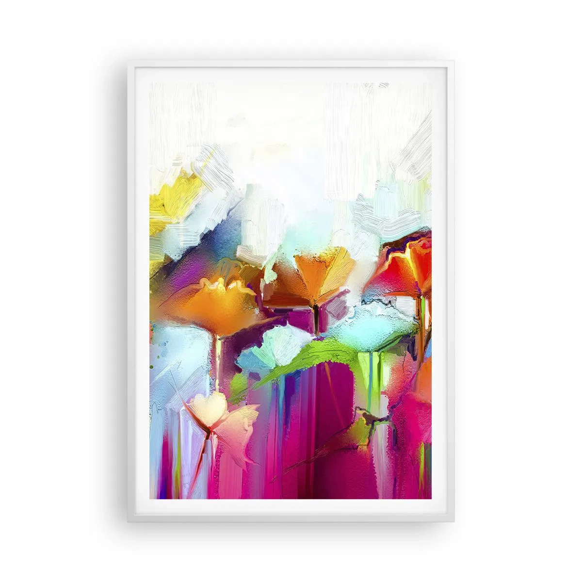 Affisch i vit ram - Regnbågen blommar - 70x100 cm