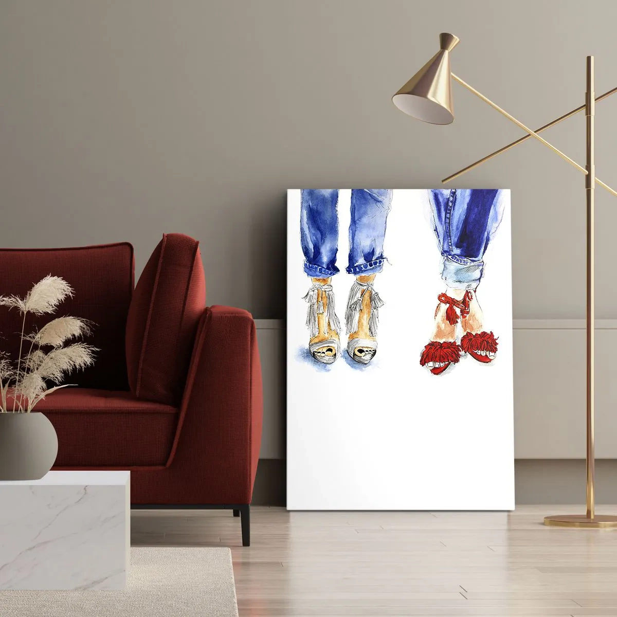 Canvastavla - Bild på duk - Kanske går vi ut på promenad? - 65x120 cm