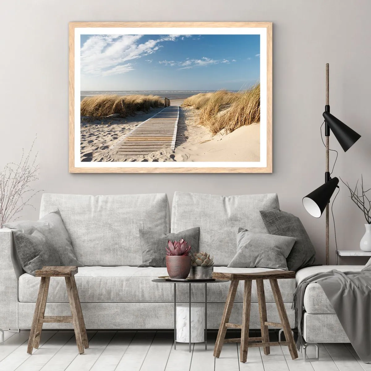 Affisch i ram av ljusek - Bortom sanddynan, i gräsets brus - 100x70 cm
