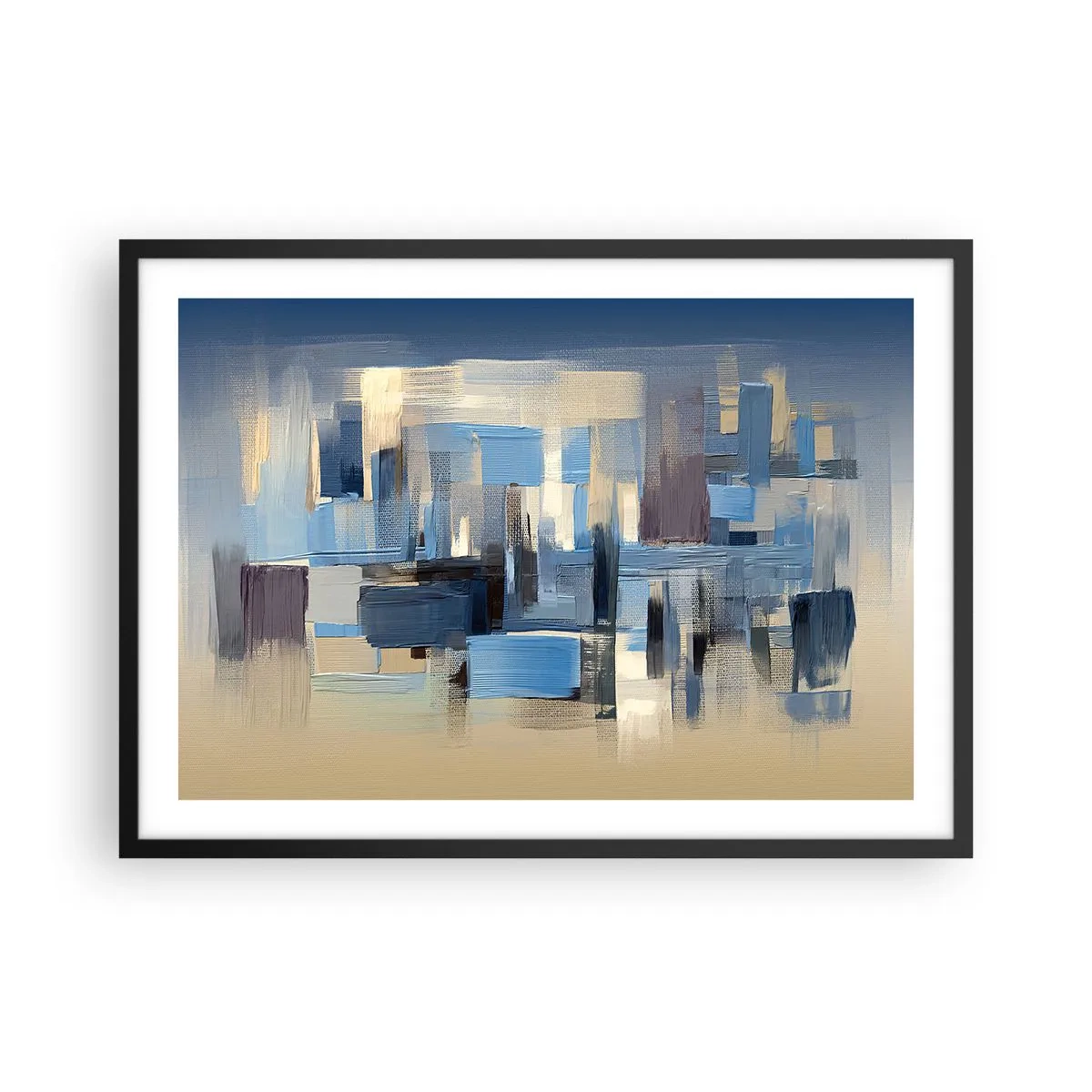 Affisch i svart ram - Blå konstruktion - 70x50 cm