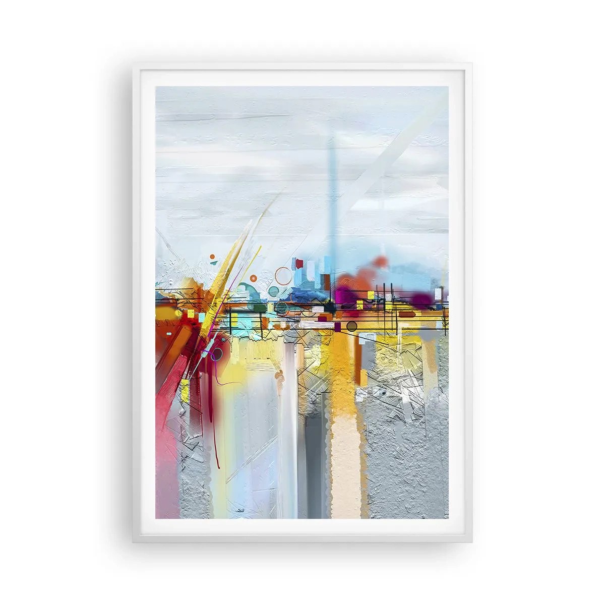 Affisch i vit ram - Glädjens bro över livets flod - 70x100 cm